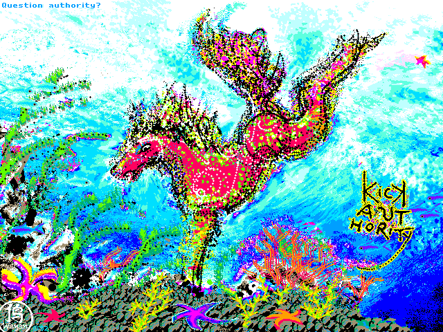 My Nightmare kicks the Starfish of Authority off her reef. Digital portrait of anima(l) by Wayan. Click to enlarge.