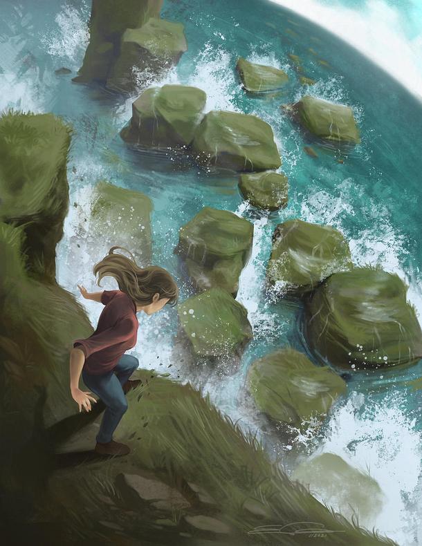 'Leap of Faith', a dream painting by Emily Y. Chan.