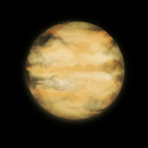 Deepspace photo of Bathos, a big ocean world with Jovian cloudbelts.