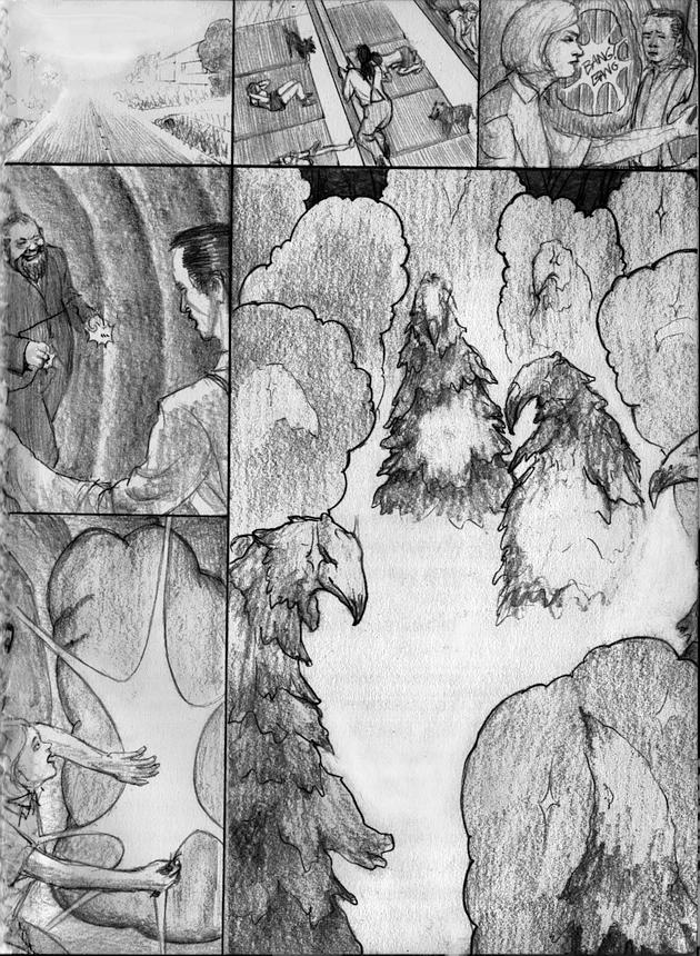 Cloud-pine-dove-vulture-politicians on Mt Sinai; dream sketch by Jim Shaw. Click to enlarge.