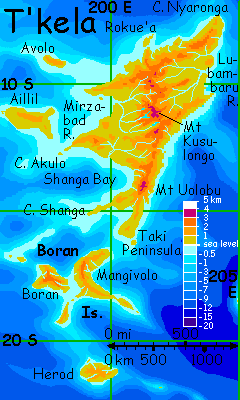 Map of T'kela, in the Diomedes region on Lyr, a world-building experiment.