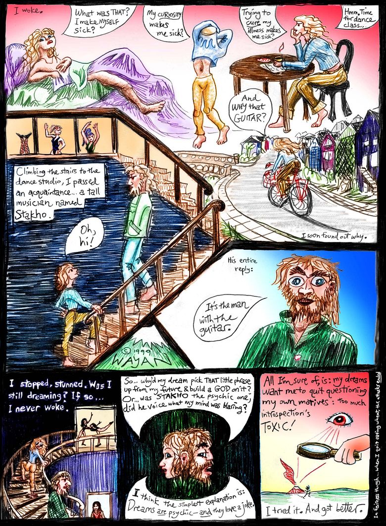 P.4 of comic telling dream 'Man with the Guitar' by Wayan.
