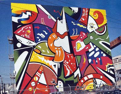 Abstract mural 'Lilli Ann', by Chuy Campusano. Click to enlarge.