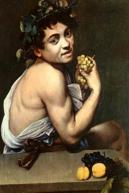 Boy with Fruit, painted 1590 by Caravaggio. Click to enlarge.