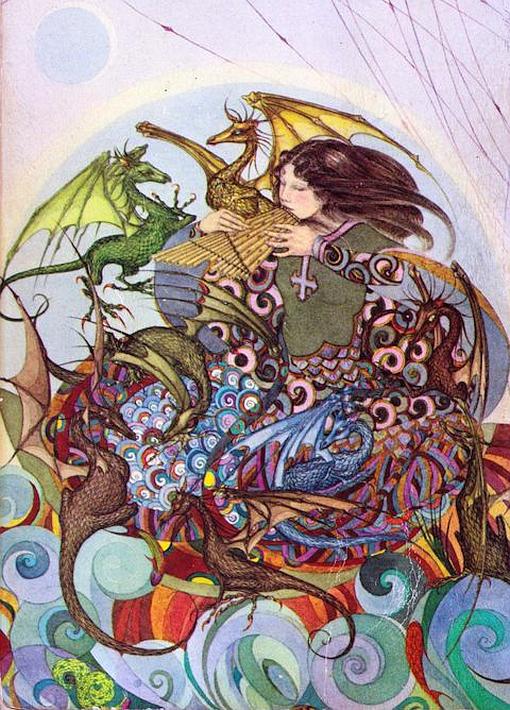 Cover of Anne McCaffrey's 'Dragonsong'; art by Elisabeth Malczynski, c.1976. Click to enlarge.