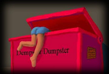 My friend Dawn dumpster-dives. Dream by Dawn, sketch by Wayan.