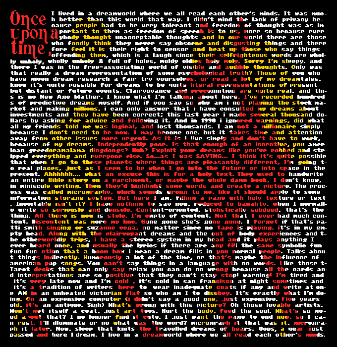 Red mare with golden mane on a black field, showing through the white text of a rant on what it's like being psychic in a materialist culture.