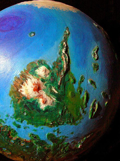 Orbital view of a terraformed Mars: Elysium and its archipelago. Model by Wayan; click to enlarge.