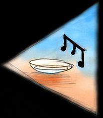 A glass bowl half-full of water makes music. Dream sketch by Wayan.