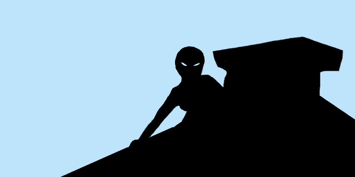 silhouette of a ninja woman on a roof