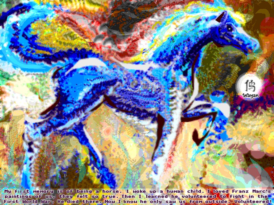 self-portrait as a blue horse