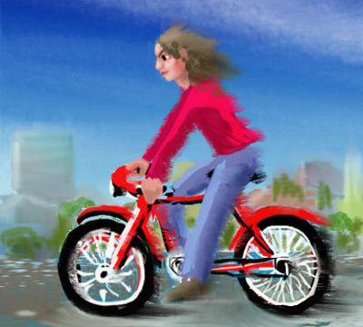 Biking in a hurry. Dream sketch by Wayan