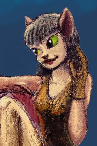 Catgirl at a Halloween dance. Costume or cryptid? Dream sketch by Wayan.