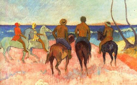 'Riders on a beach' by Gauguin 1902. Click to enlarge.