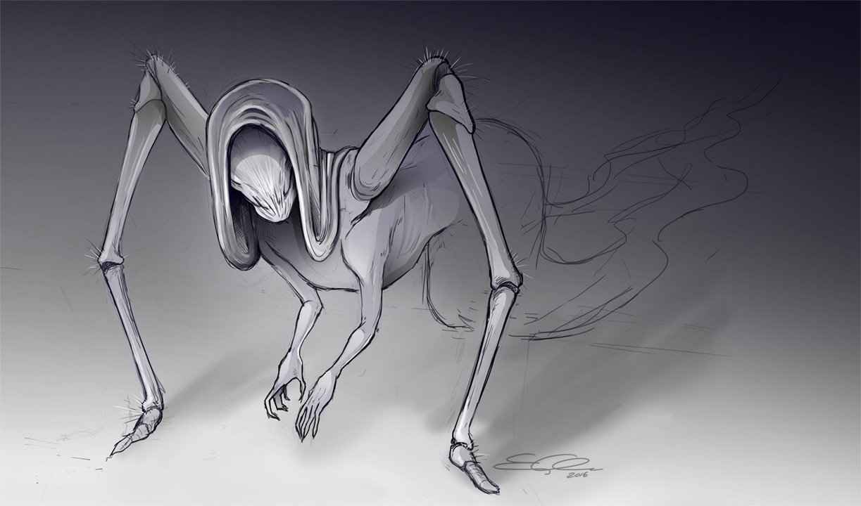 'Paralysis', a spider-woman; dream sketch by Emily Y. Chan.