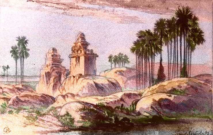 Oasis with rounded stone towers; a temple perhaps. Western Continent 9, on Pegasia, an Earthlike moon.
