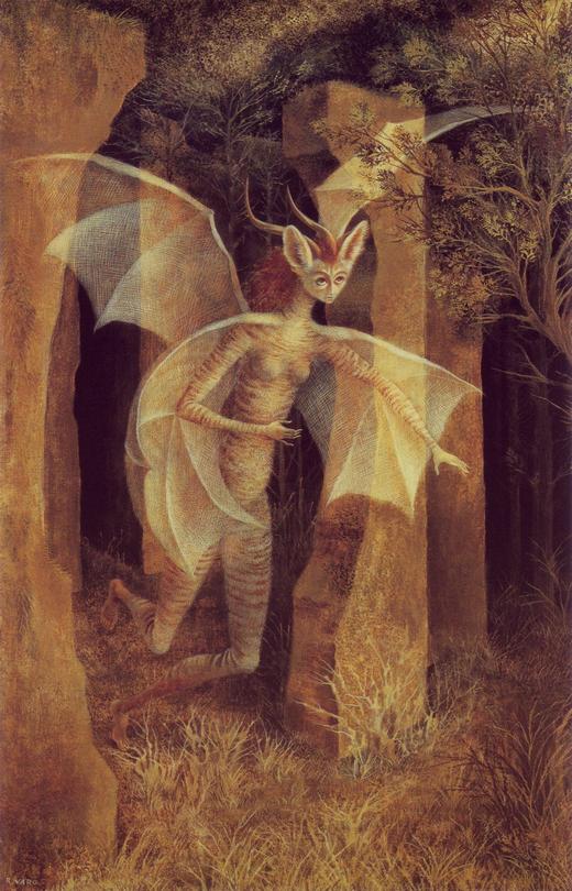'Personaje', painted 1958 by Remedios Varo. Click to enlarge.