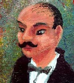 I dream I'm Hercule Poirot; detail of painting by Wayan.