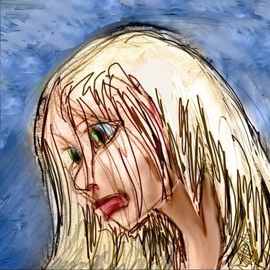 Sad blonde woman. Dream sketch by Wayan.