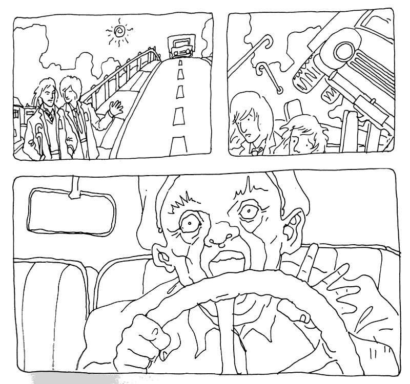 Predictive dream of truck crash cartooned by Al Davison.