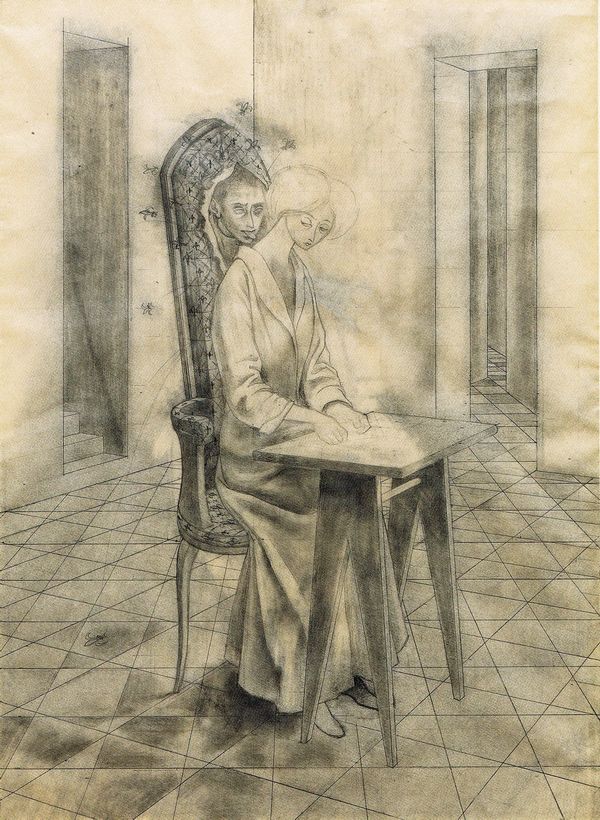 'Presencia Inquietante', dream drawing by Remedios Varo. Click to enlarge.