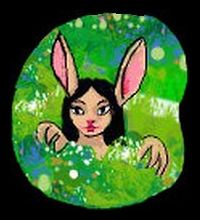 Rabbit-girl hiding in tall grass. Dream sketch by Wayan.