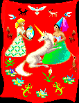 Unicorn tapestry: I lay my head in a maiden's lap and look in a mirror.