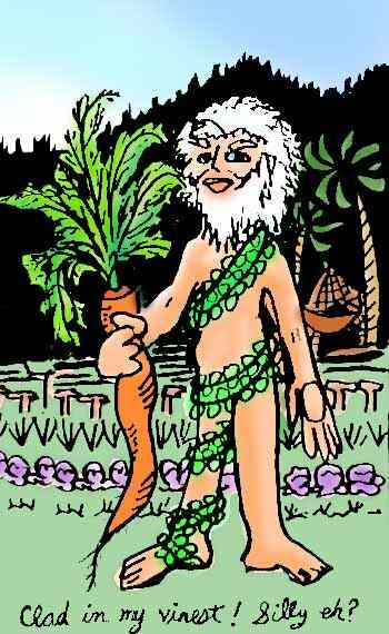 Wayan the jungle man in his carrot garden on Farside.