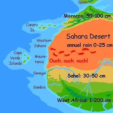 Rainfall map of Western Sahara.