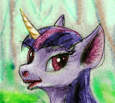 Lavender unicorn Twilight Sparkle's face. Dream sketch by Wayan. Click to enlarge.