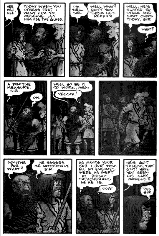 Recurring dream of being an ancient sculptor, by Jim Woodring.