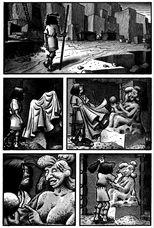 Recurring dream of being an ancient sculptor, by Jim Woodring.