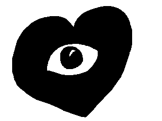 A black heart with a staring eye.