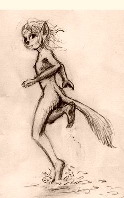 Member of our animal dance troupe. Dream sketch by Wayan. Click to enlarge.