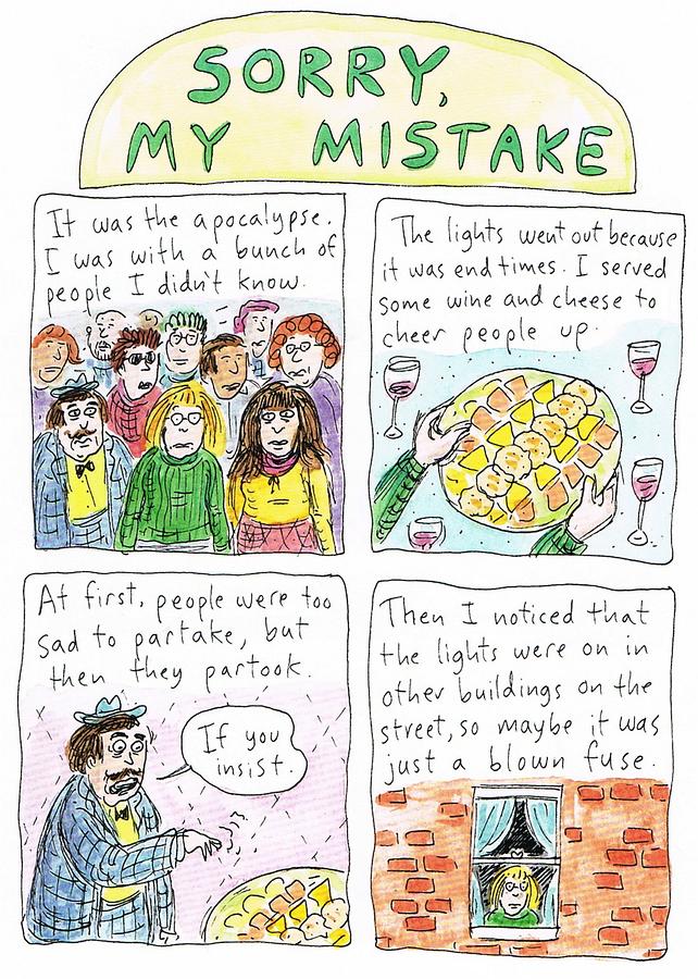 'Sorry, My Mistake', a dream cartoon by Roz Chast.