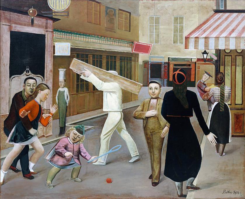 'The Street', painted 1933 by Balthus. Click to enlarge.