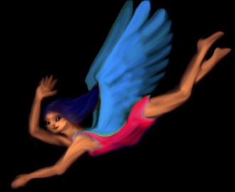 I was a bluewinged princess. Dream sketch by Wayan; click to enlarge.