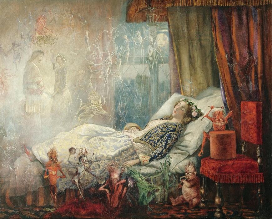 Fairy painting by John Anster Fitzgerald, 1858: 'The Stuff that Dreams are Made of'. Click to enlarge.