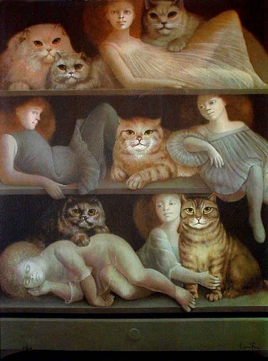 'Sunday Afternoon', 1980 painting by Leonor Fini. Click to enlarge.