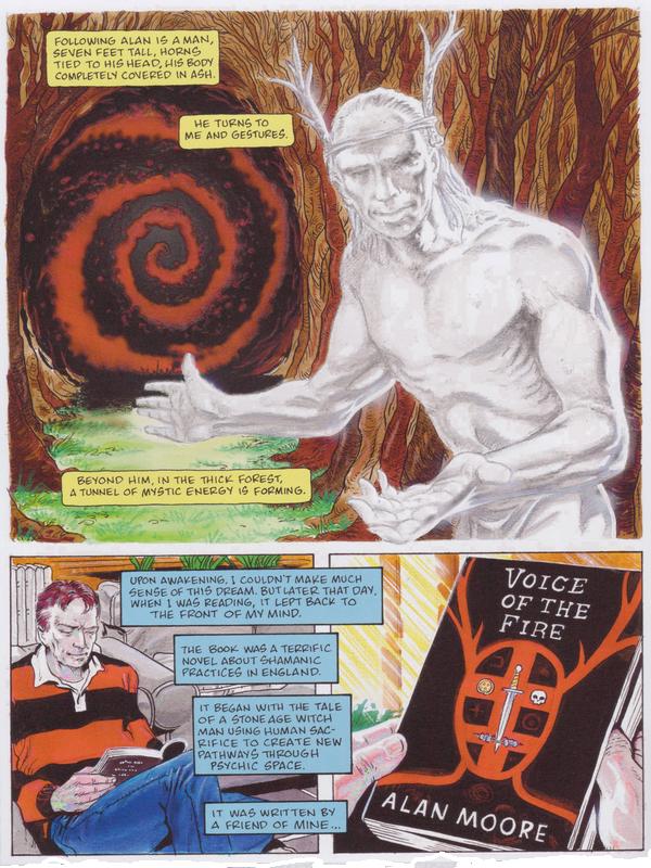 Dream of Alan Moore foresees elements of book by him; dream comic by Rick Veitch.