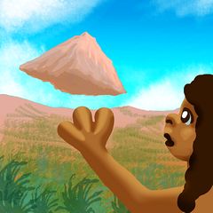 Telekinetic little girl lifts a mountain with her mind. Sketch by Wayan.