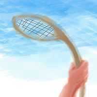 Sketch by Chris Wayan of a dream by Nancy Price: a soft, droopy tennis racket.