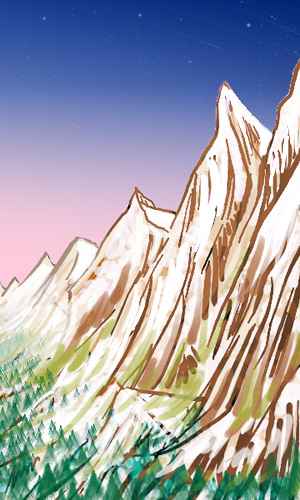 Mrr Mountains of eastern Thuvia, on Tharn, a dry Marslike world-model.