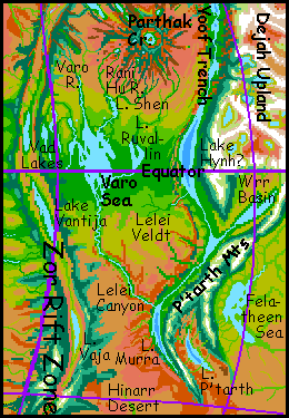 Map of the Varo Sea region on Tharn, a dry, rather Martian world-model