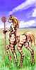 Thumbnail sketch of a veltaur, a lightly-built centauroid native of savanna on Tharn, a dry Marslike world-model.