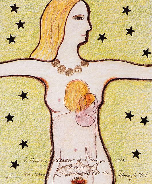 Girl inside woman inside woman; dream-sketch by Katherine Metcalf Nelson.
