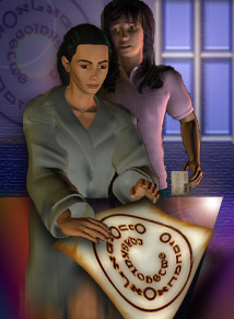 Mom & daughter, psychic readers; digital dream-sketch by SAO.