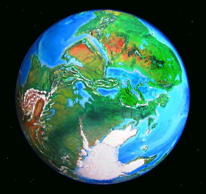 Orbital photo of Turnovia, an upside-down Earth.