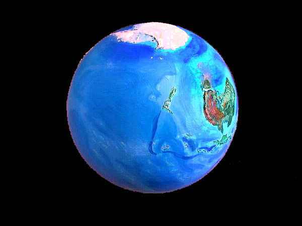 Orbital photo of Turnovia, an upside-down Earth: the Northern Hemisphere.
