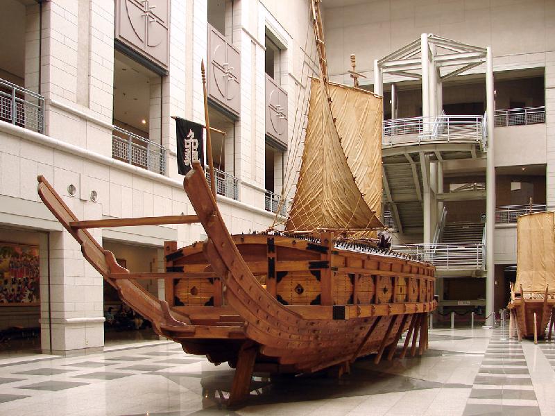 Reconstruction of a Korean turtleboat c.1600. Photo: Wikipedia, by Steve 48614. Click to enlarge.